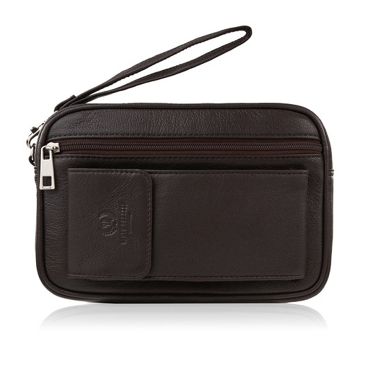Saszetka męska do ręki z miejscem na telefon ciemnobrązowa Paolo Peruzzi