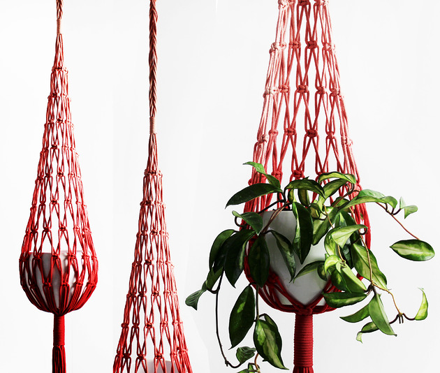 Długi kwietnik makrama 'LONDON'