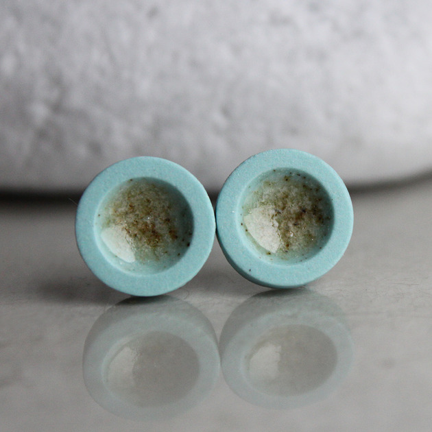 PAPROĆ 11mm/stal chirurgiczna/kolczyki porcelanowe UNIKAT