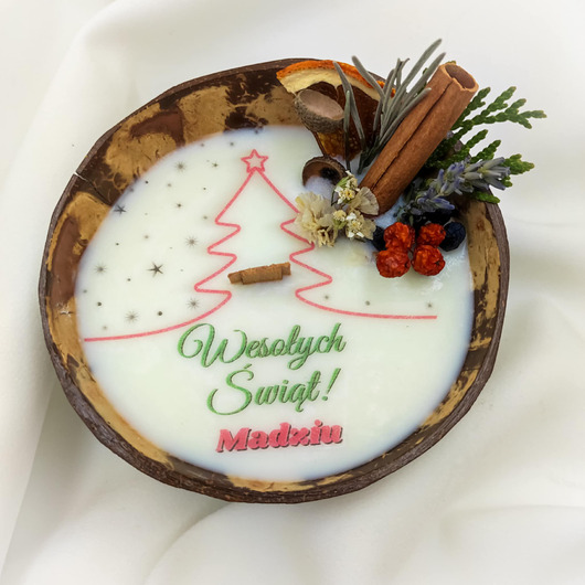 Świeca w Kokosie z Opcją spersonalizowanego Napisu