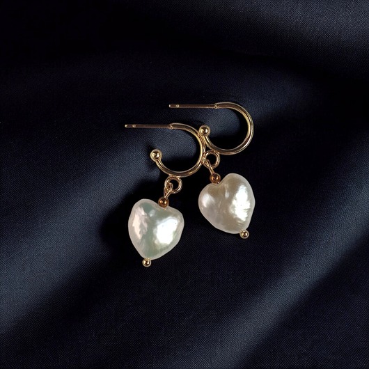 Serce - perła : kolczyki pozłacane : wyjątkowy prezent PREMIUM