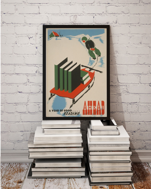 PLAKAT książki retro czytanie books vintage