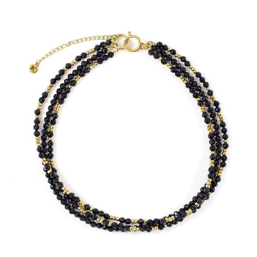 Potrójna kolia Black&Gold- naszyjnik z kamieni naturalnych