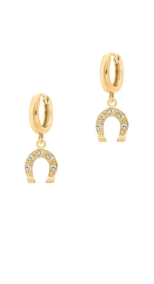 Pozłacane kolczyki z podkowami i kryształkami
