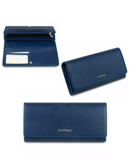 Skórzany duży portfel damski Michela - Giovani Granatowy