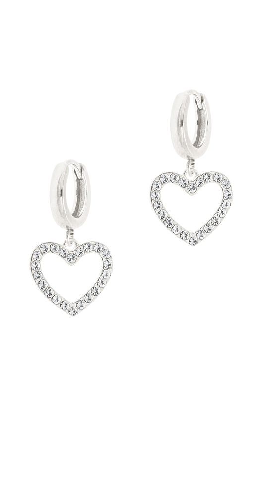 Srebrne kolczyki z sercami i kryształkami
