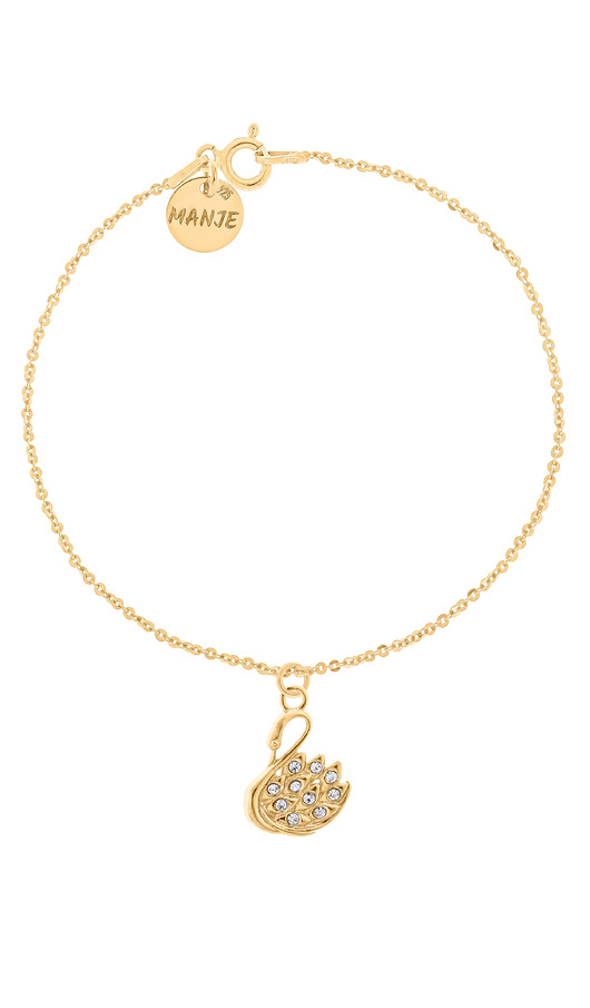 Pozłacana bransoletka z łabędziem i kryształkami