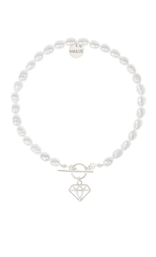 Bransoletka z pereł ze srebrnym diamentem