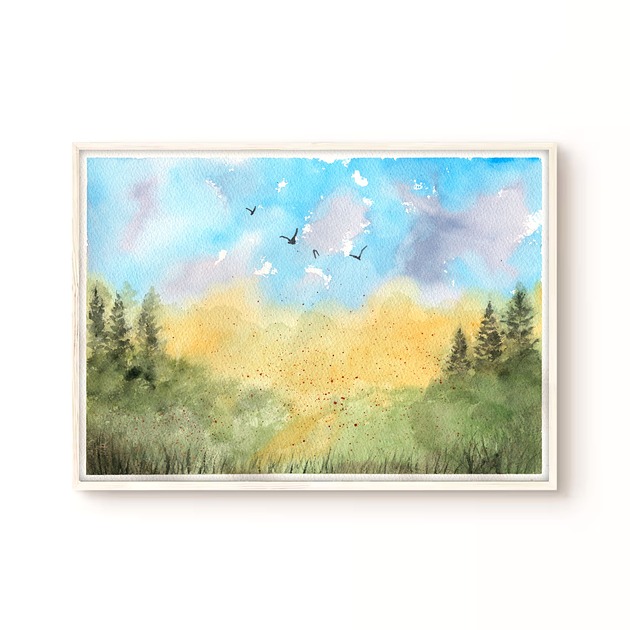 Oryginalna akwarela. Pejzaż A4