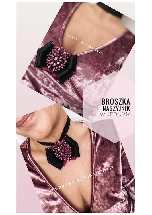 Brosza Burgund z ozdobą z kryształkami NOWOŚĆ