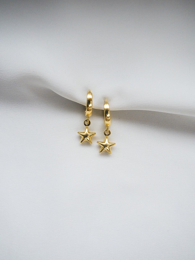 Kolczyki pozłacane koła z gwiazdkami TWINKLE