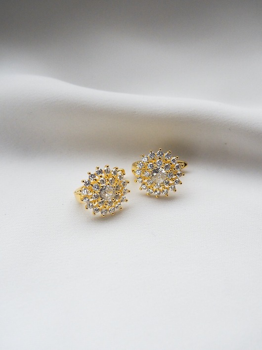 Eleganckie kolczyki pozłacane z białymi cyrkoniami ROYAL