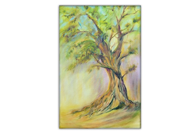 Obraz olejny ręcznie malowany 40x60 cm autorski oryginalny las drzewo