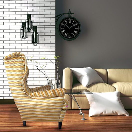 Fotel uszak Queens we wzory, welurowy