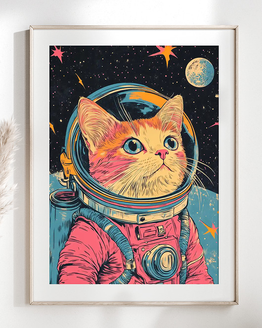 Plakat Kot w kosmosie I