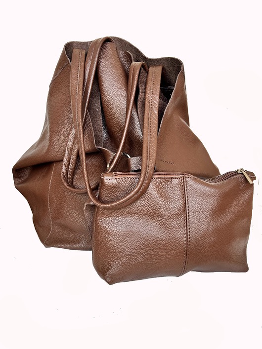 Duża Torebka Skórzana z Saszetką na ramię