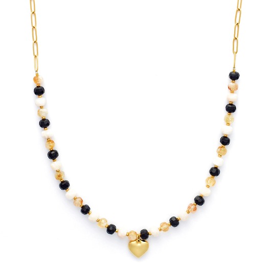 Długi naszyjnik Mix kamieni z sercem