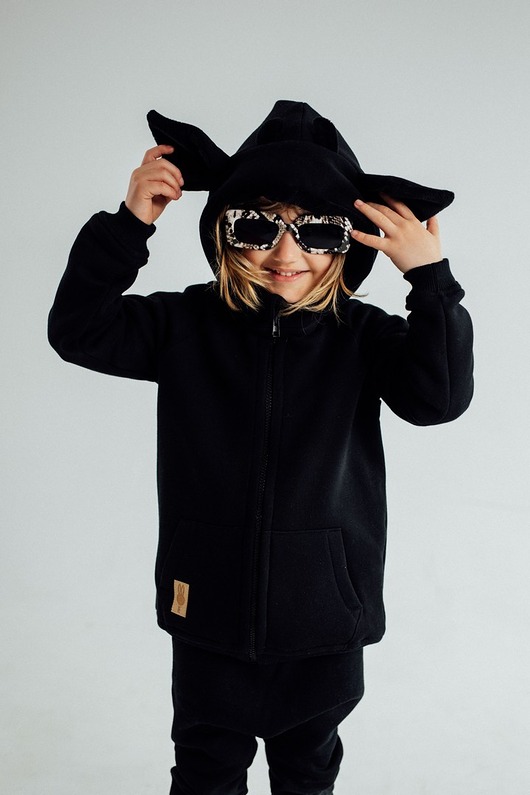 Bluza z kapturem z uszami jelonka dla dziecka czarna