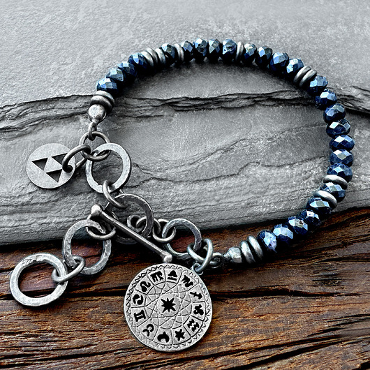 Bransoletka Zodiak z szafirem, talizman dobrobytu