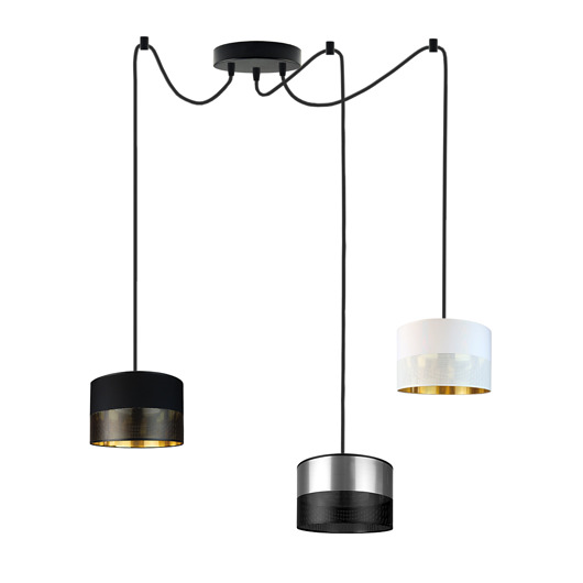 Czarna 3-punktowa lampa wisząca pająk WAIKIKI W3 GLAM