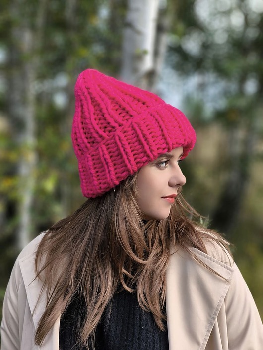 Wełniana czapka zimowa peruvian WOOLY wściekły róż