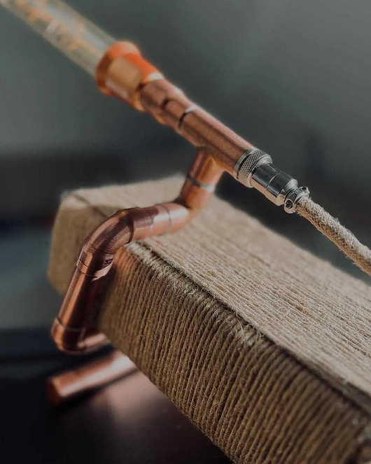 Designerska lampa industrialna miedziana z jutą w stylu boho