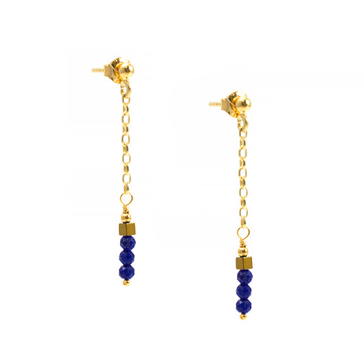 Eleganckie, długie kolczyki, pozłacane srebro 925, lapis lazuli