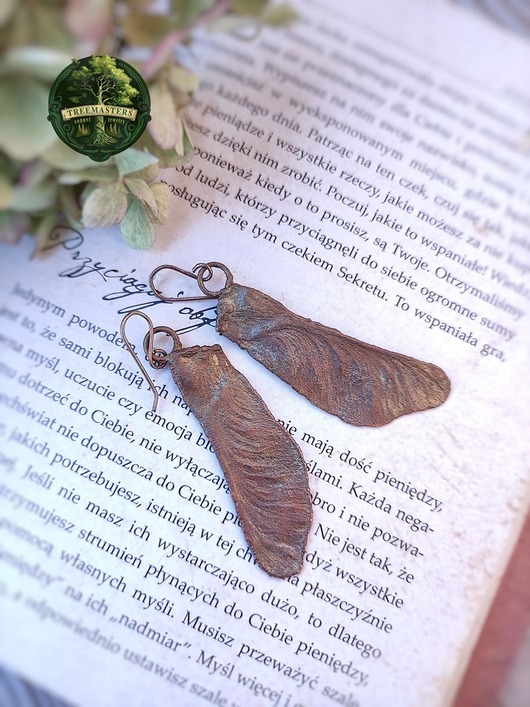 Kolczyki Leśne Skrzydła miedziane noski klonu