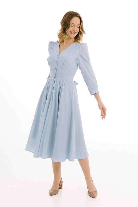 Romantyczna sukienka midi Estera Błękitna
