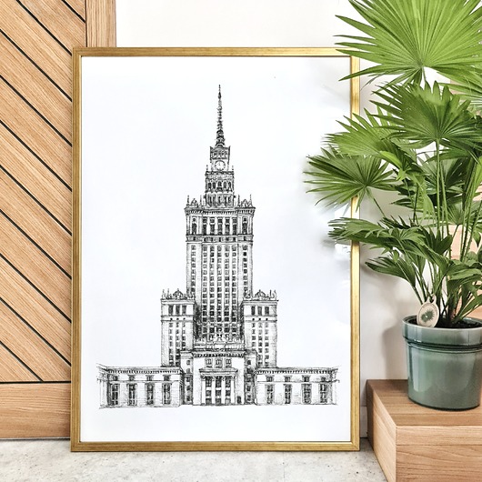 Pałac Nauki i Kultury w Warszawie. Grafika art. print.
