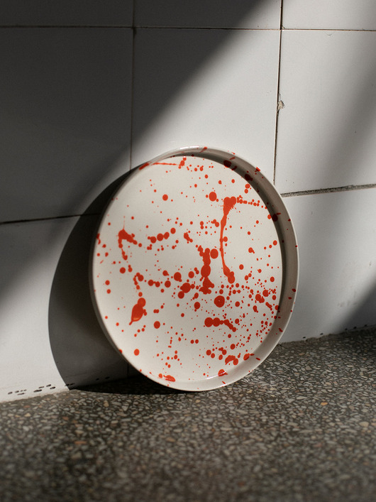 Talerz porcelanowy nakrapiany pomarańczowy MARE / 21 cm
