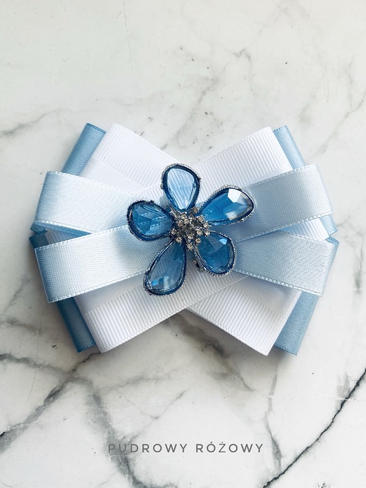 Błękitna Brosza z kwiatem 3d NOWOŚĆ