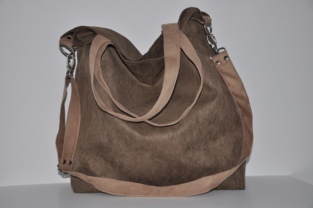 Torba hobo XXl - brąz, beż
