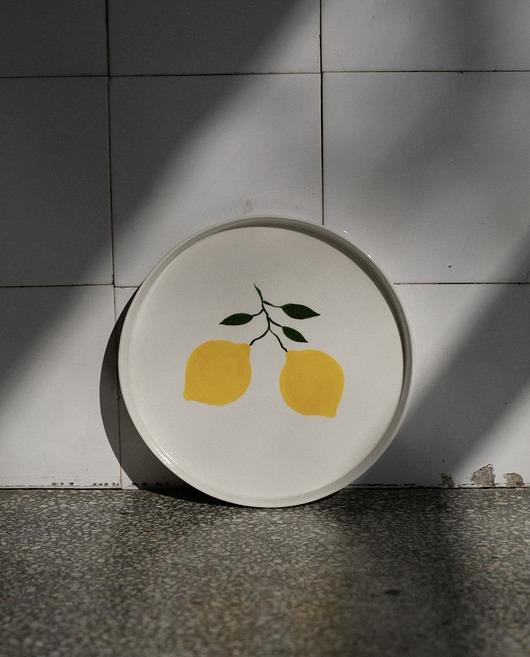 Talerz porcelanowy z cytrynami LA LUZ / 21 cm