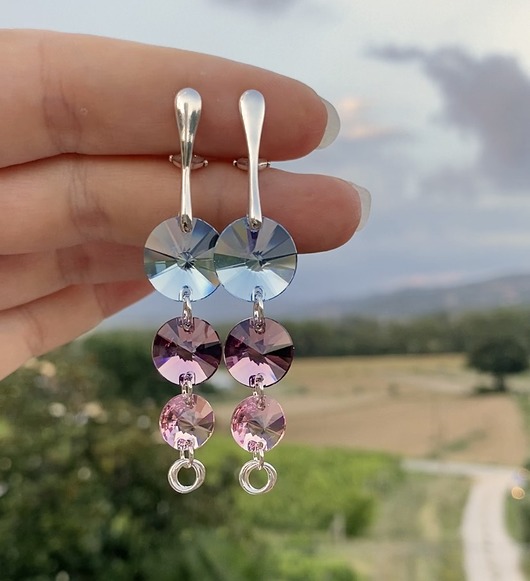 Klipsy srebrne - Pastelowe zachody