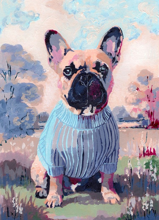 Pastelowy portret - buldog francuski