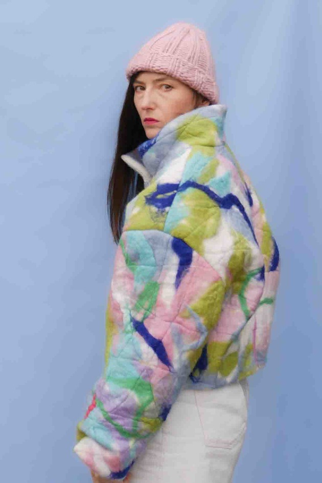 100% wełna kolorowa kurtka bomberka