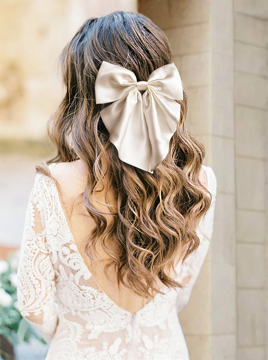 U-la-la! Jedwabna kokarda do włosów - ecru