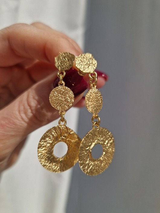 Kolczyki wiszące koła z pozłacanego srebra