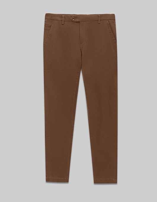 Męskie spodnie sagliano karmelowy slim fit