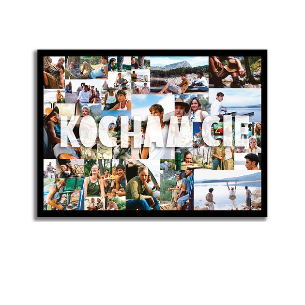 Plakat Kolaż zdjęć z podróży ślubu wakacji ze słowem KOCHAM CIĘ