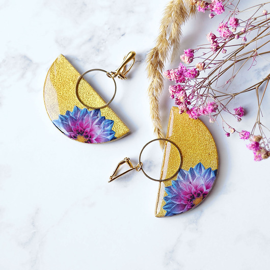 KLIPSY SREBRO pozłacane:flower unikatowe autorskie i efektowne