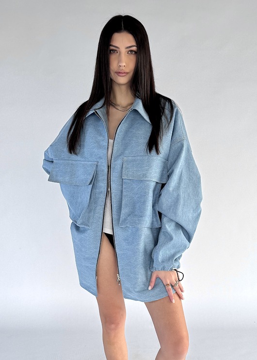 Bluza/ kurtka koszulowa oversize denim light blue