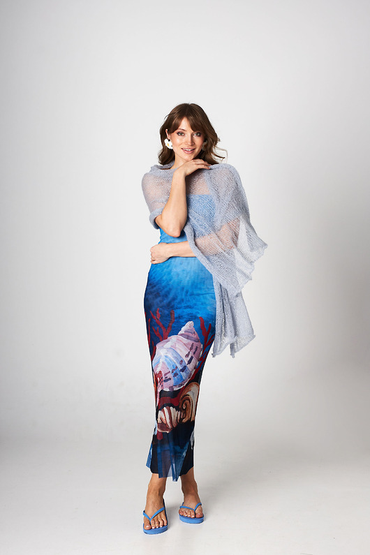 Alpaka lekki szal-etola - Jasny niebieski