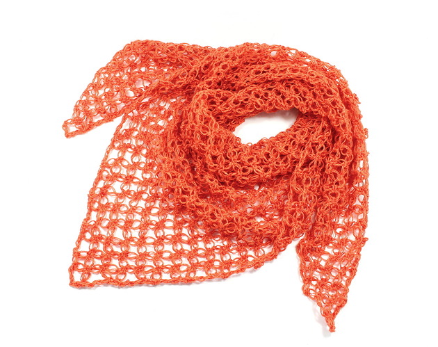 Chusta apaszka azurowa na szydełku Ruda