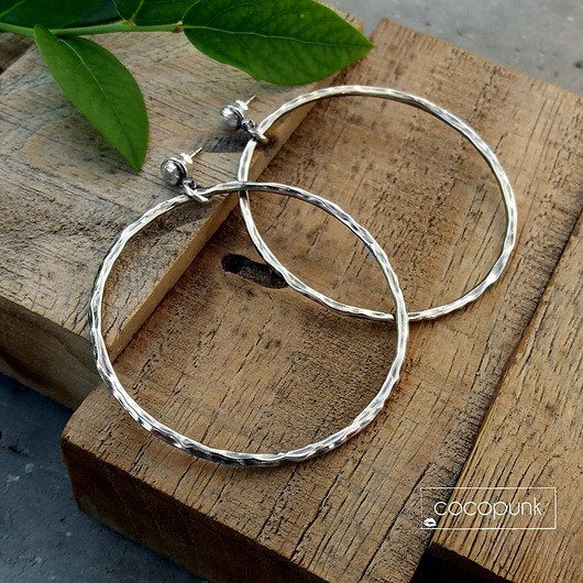 5,5cm kolczyki srebrne koła - NOWOCZESNE, lekkie