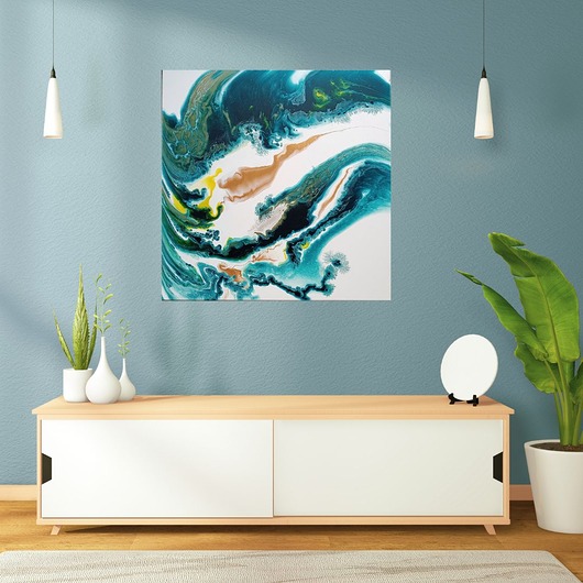 Złote Piaski ręcznie malowana abstrakcja 70x70 cm