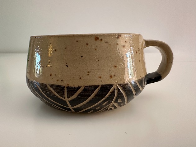 Ceramiczny kubek na kawę, sgraffito, espresso