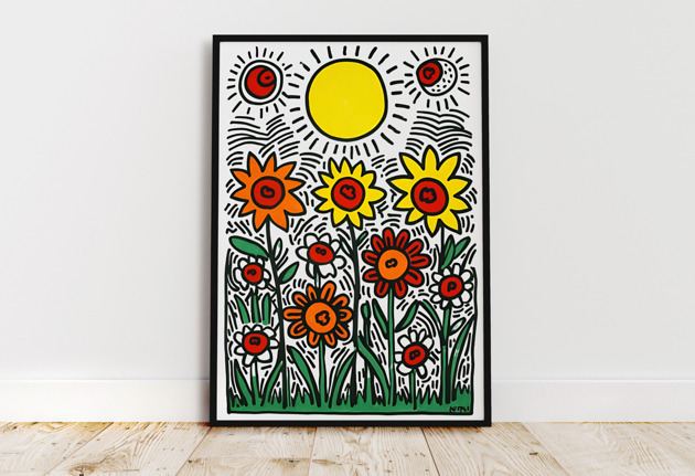 PLAKAT dekoracyjny l Keith Haring wiosna kwiaty