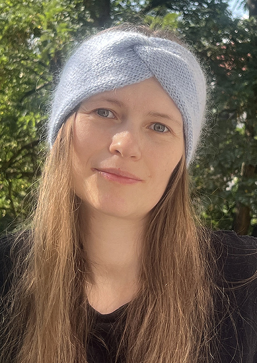 Opaska z alpaki moheru i jedwabiu niebieska